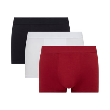 3-Pack Burgundy White Black Mix Premium Cotton Boxer-briefs