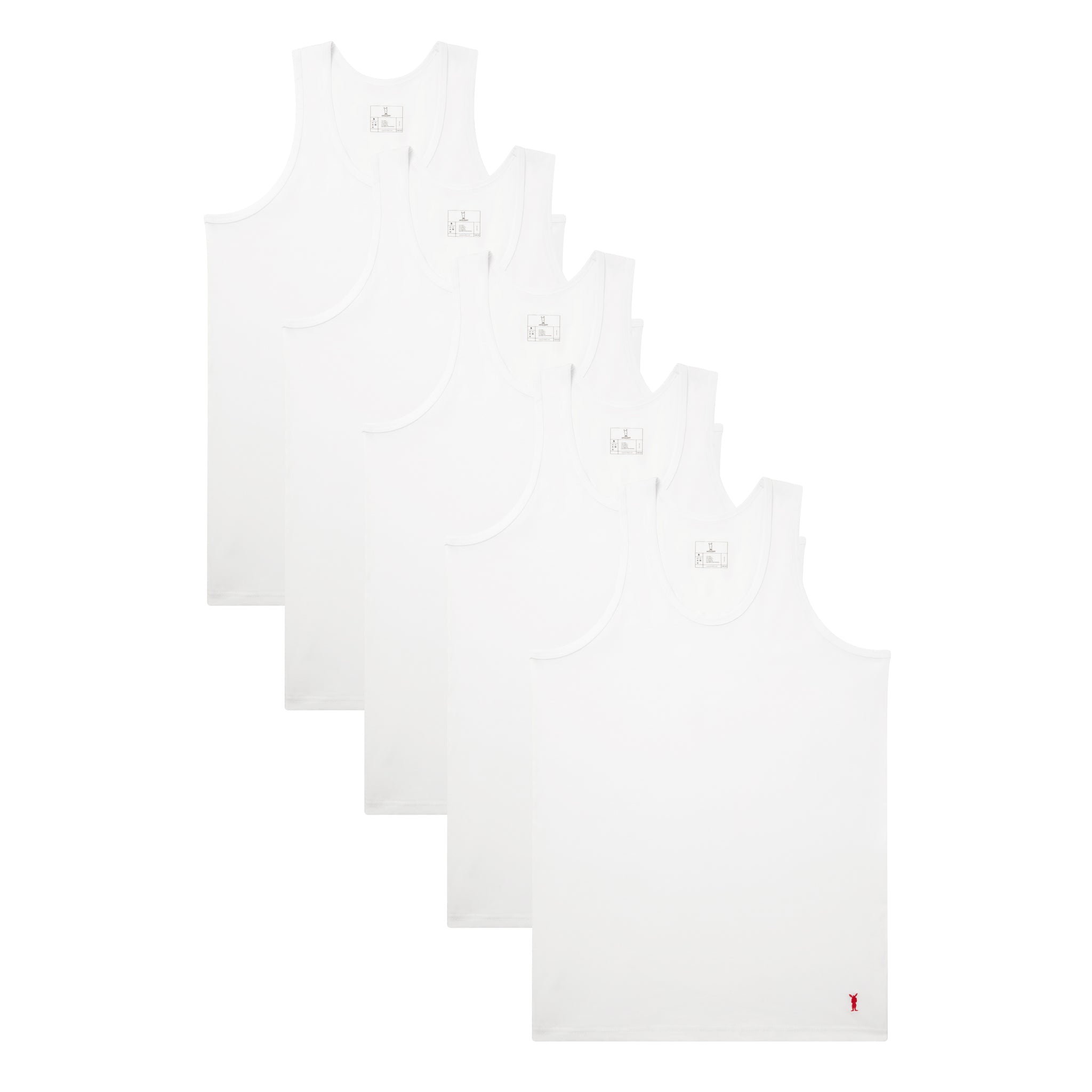 5 Pack All White Men's Sleeveless Vest - 5 pieces