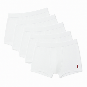 5 Pack All White Men's Boxer Briefs - 5 Pieces